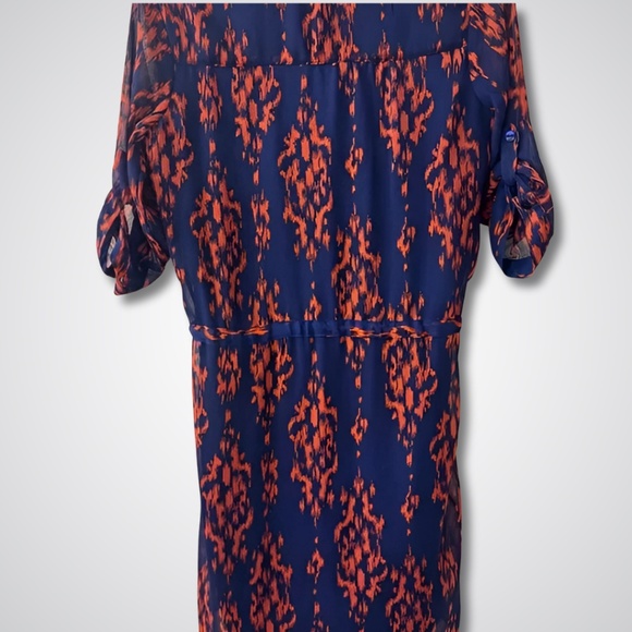 A. Byer Midi Dress - Size S - Navy & Coral Print - Excellent Condition - Picture 2 of 3